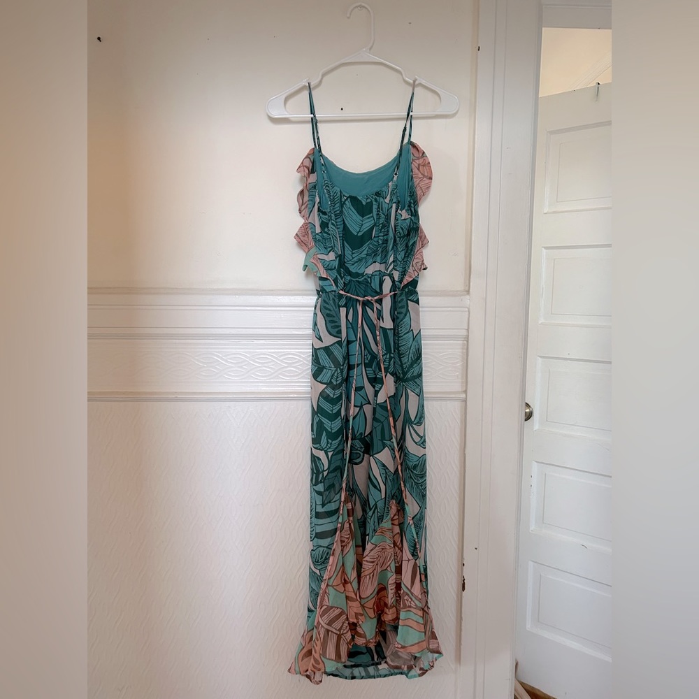 Farm Rio Anthropologie Ruffled Botanical Maxi Dress Size M - Picture 6 of 6
